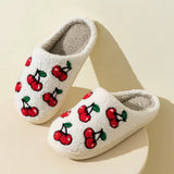 Roomtery Red Cherries Soft Plush House Slippers, view 6