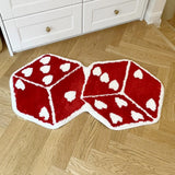 Roomtery Red Hearts Dice Aesthetic Tufted Accent Rug, view 4