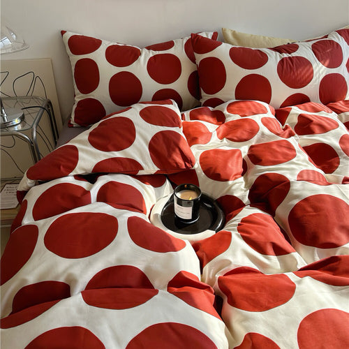 Roomtery Red Large Polka Dot Bedding Set