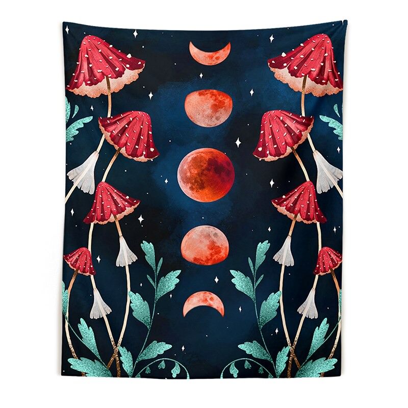Roomtery Red Moon Mushrooms Tapestry