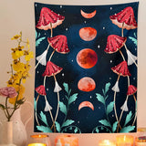 Roomtery Red Moon Mushrooms Tapestry, view 2