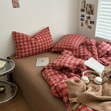 Roomtery Red Plaid Aesthetic Bedding Set, view 3