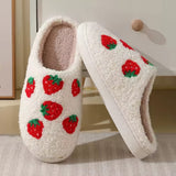Roomtery Red Strawberries Soft Plush House Slippers, view 2