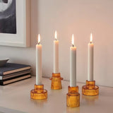 Roomtery Ribbed Glass Mini Desk Candle Holders Set, view 2
