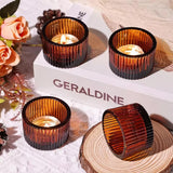 Roomtery Ribbed Glass Tealight Candle Holder Set, view 2