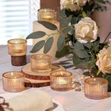 Roomtery Ribbed Glass Tealight Candle Holder Set, view 3