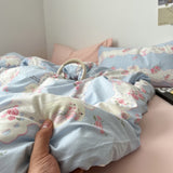 Roomtery Romantic Blue & Pink Floral Lace Bedding Set, view 4
