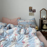 Roomtery Romantic Blue & Pink Floral Lace Bedding Set, view 5
