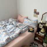 Roomtery Romantic Blue & Pink Floral Lace Bedding Set, view 6