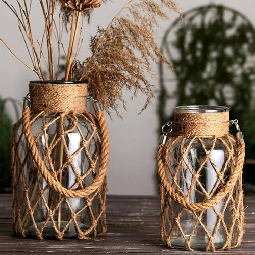 Roomtery Rustic Hanging Glass Jar