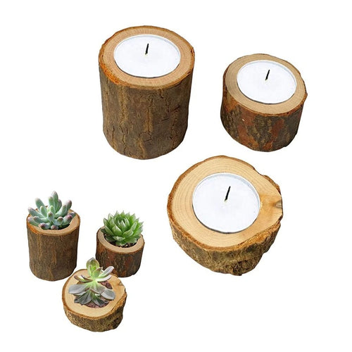 Roomtery Rustic Tree Trunk Candlestick
