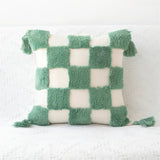 Roomtery Sage Green Checkered Tufted Cushion Cover, view 4