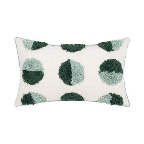 Roomtery Sage Green Circles Tufted Cushion Cover