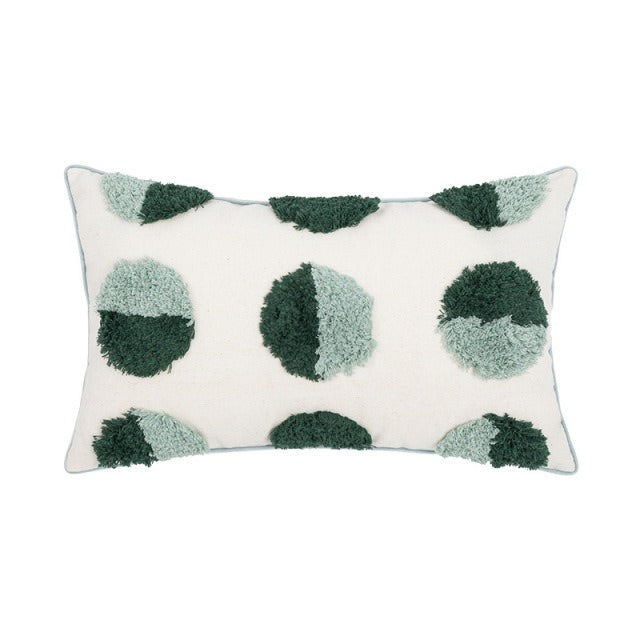 Roomtery Sage Green Circles Tufted Cushion Cover