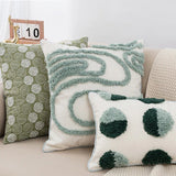 Roomtery Sage Green Circles Tufted Cushion Cover, view 2