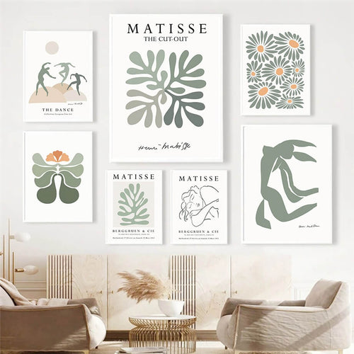 Roomtery Sage Green Cut Outs Canvas Posters