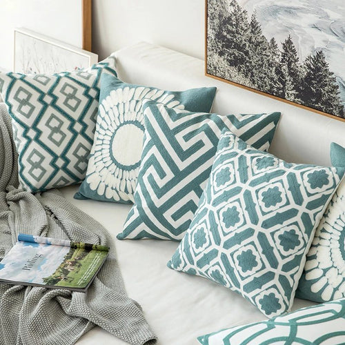 Roomtery Sage Green Patterns Cushion Cover