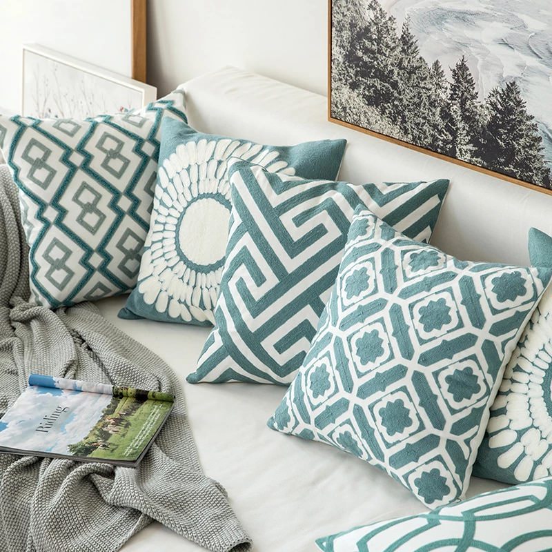 Roomtery Sage Green Patterns Cushion Cover