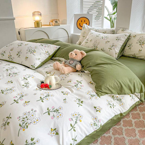 Roomtery Sage Green Wildflowers Bedding Set