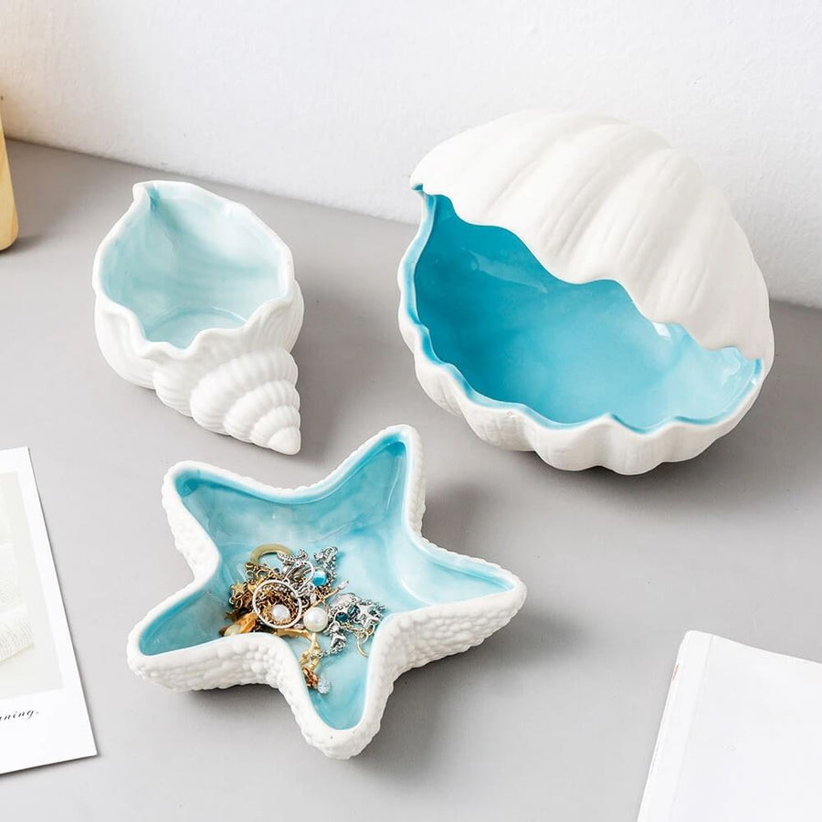 Roomtery Seashell Ceramic Jewelry Tray