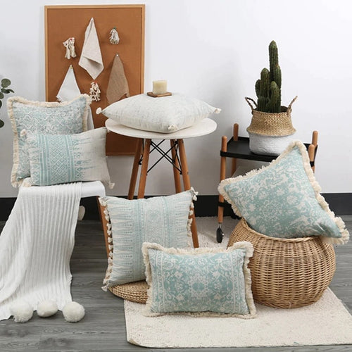 Roomtery Shabby Chic Dusty Green Cushion Cover