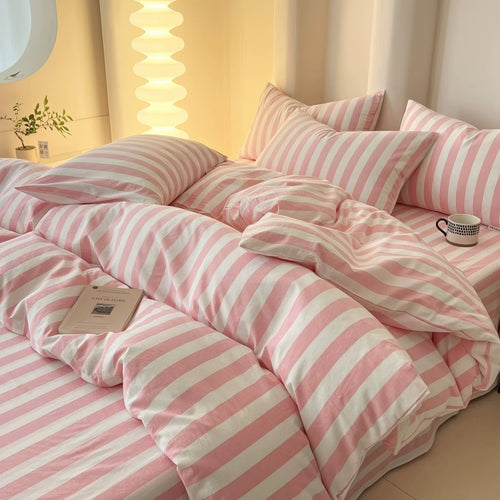 Roomtery Simple Pastel Striped Bedding Set