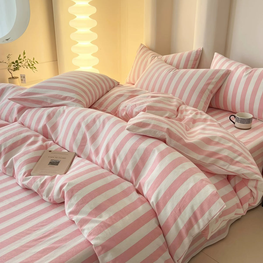 Roomtery Simple Pastel Striped Bedding Set