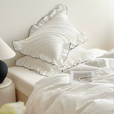 Roomtery Simple White Ruffle Edge Bedding Set, view 2