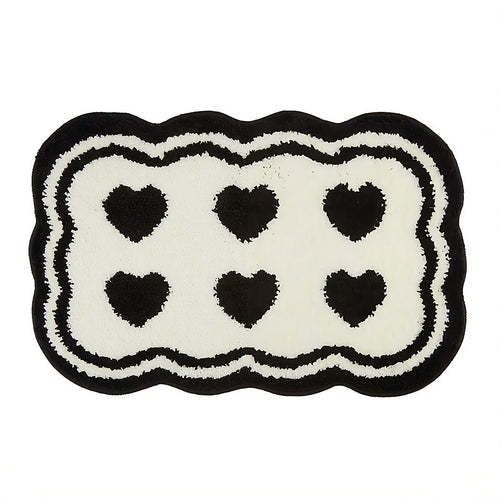 Roomtery Six Hearts Black & White Tufted Rug