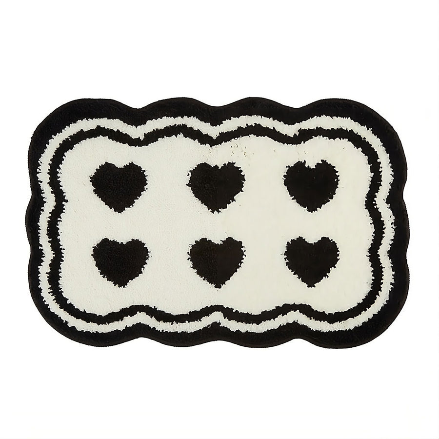 Roomtery Six Hearts Black & White Tufted Rug
