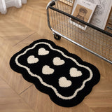 Roomtery Six Hearts Black & White Tufted Rug, view 2