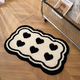 Roomtery Six Hearts Black & White Tufted Rug, view 3