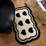 Roomtery Six Hearts Black & White Tufted Rug, view 5