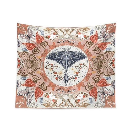 Roomtery Skull Moth Boho Tapestry