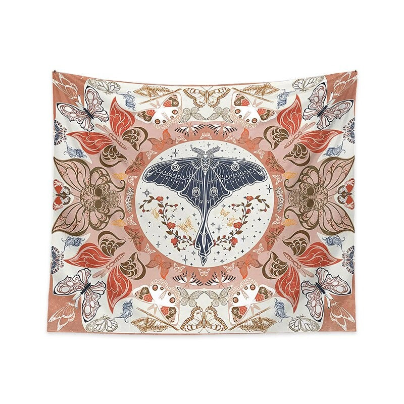 Roomtery Skull Moth Boho Tapestry