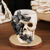 Roomtery Skull with Butterflies Gothic Makeup Brush Holder, view 2