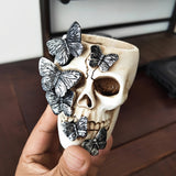 Roomtery Skull with Butterflies Gothic Makeup Brush Holder, view 3