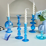 Roomtery Sky Blue Glass Candle Holder, view 3