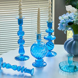 Roomtery Sky Blue Glass Candle Holder, view 5