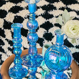 Roomtery Sky Blue Glass Candle Holder, view 6