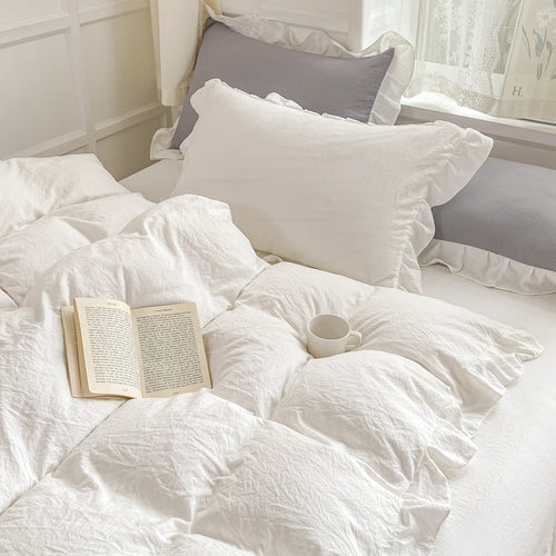 Roomtery Soft Crumpled Ruffle Bedding Set