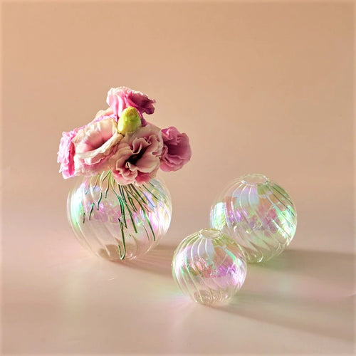 Roomtery Spiral Glass Mini Ball Vase (3 Pack)