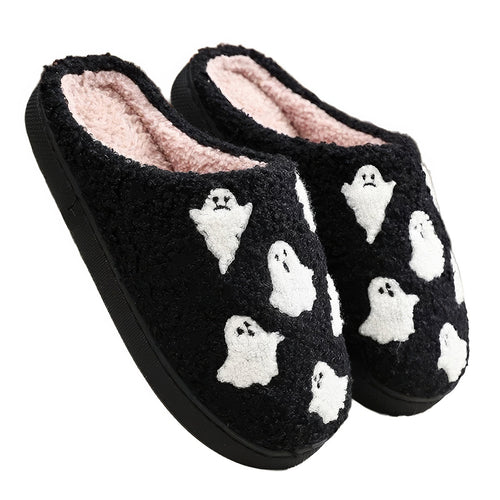 Roomtery Spooky Ghost Soft Plush House Slippers