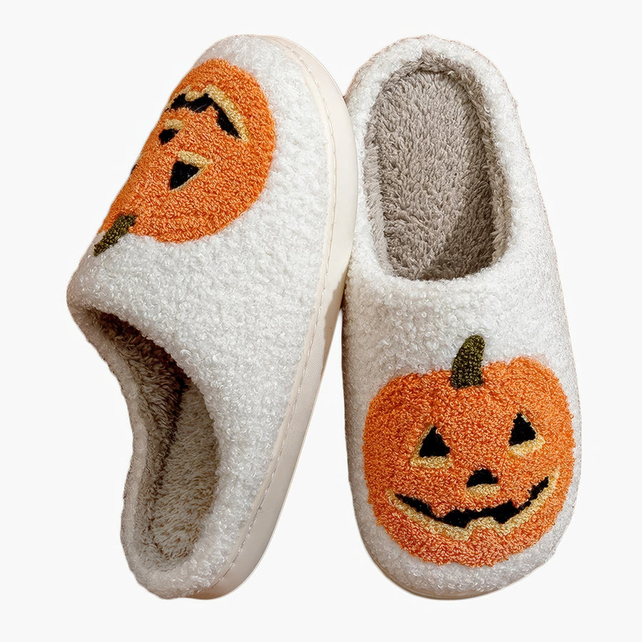 Roomtery Spooky Pumkin Soft Plush House Slippers