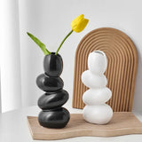 Roomtery Staked Stones Modern Ceramic Vase, view 3