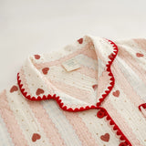 Roomtery Stitched Edge Red Hearts Pajama Set, view 2