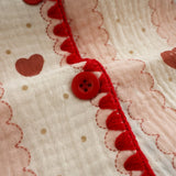 Roomtery Stitched Edge Red Hearts Pajama Set, view 3