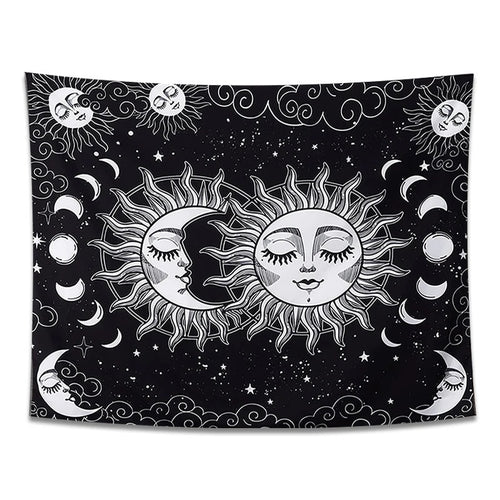 Roomtery Sun and Moon Night Clouds Tapestry