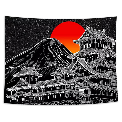 Roomtery Sunset above a Japanese Village Tapestry