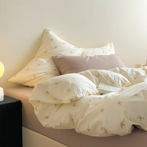 Roomtery Swallow Bird Print Cotton Bedding Set